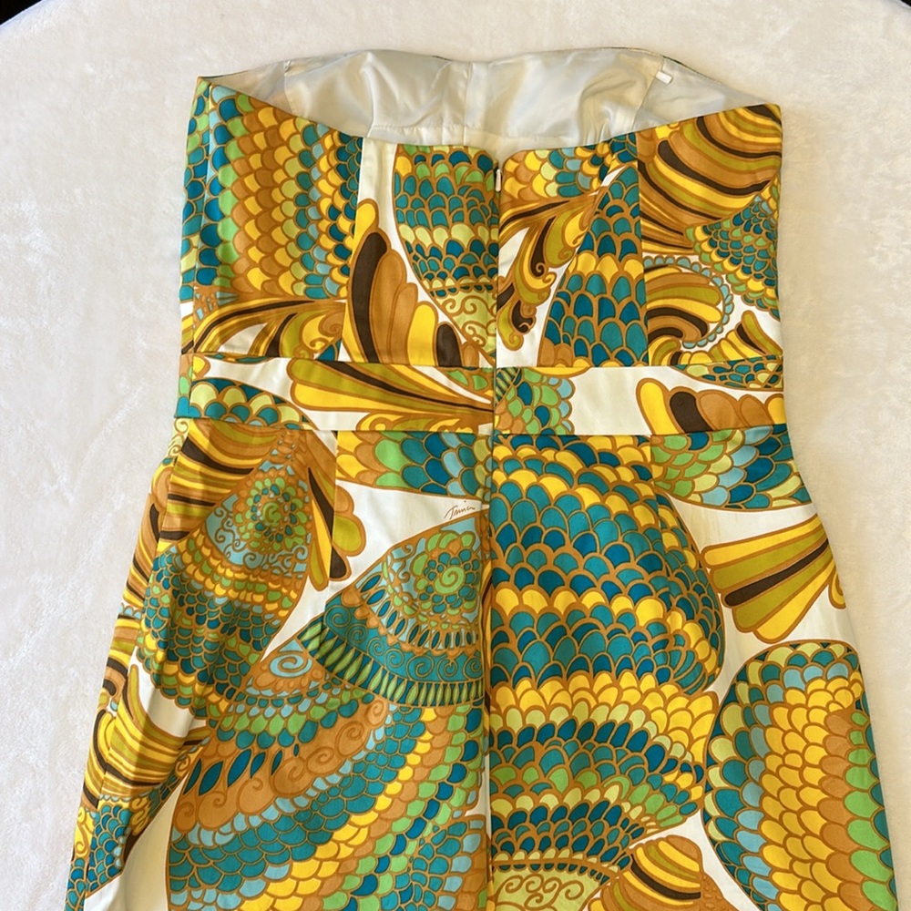 Banana Republic Strapless Tropical Print Sheath Dress in Yellow & Green - Picture 3 of 9